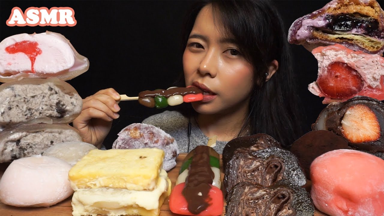ASMR MOCHI FEAST (Daifuku, Mochi ICE CREAM, Mochi Cheesecake, CREPE CAKE, Puff) 🍡 | Eating Sounds