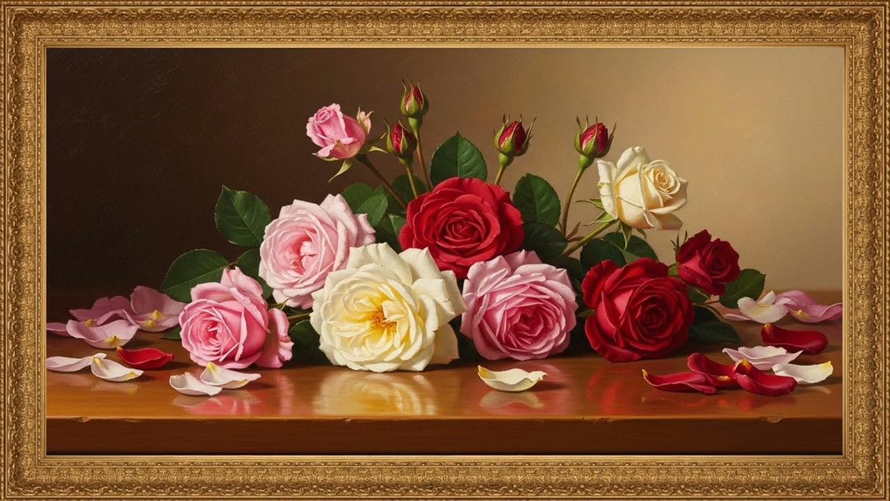 Soft Pink Rose Oil Painting | Elegant Floral Art Viewing