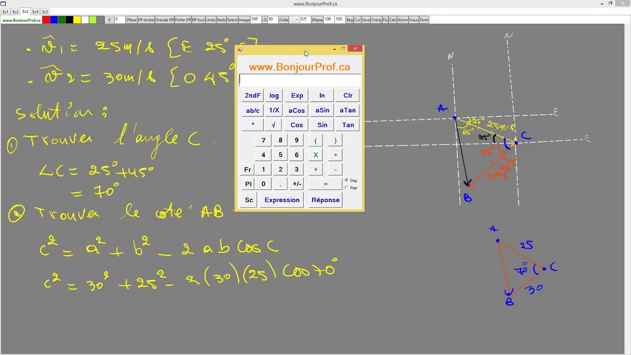 Physique 11 Unite 2 Lecon 7 partie 3 addition des vecteur par la methode geometrique