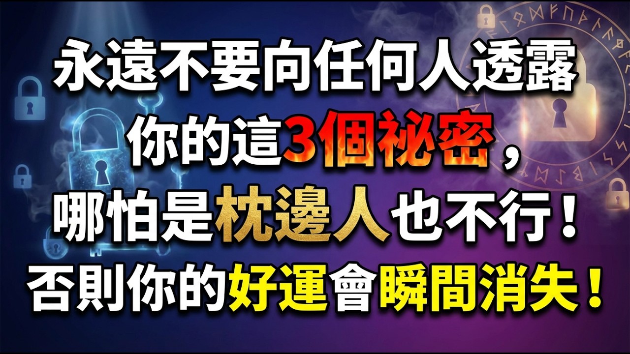 永遠不要向任何人透露你的這3個祕密，哪怕是枕邊人也不行！否則你的好運會瞬間消失！ #守口如瓶 #倪師 #能量守恆 #處世智慧 #心理學 #人際關係 #命運轉折 #心靈覺醒
