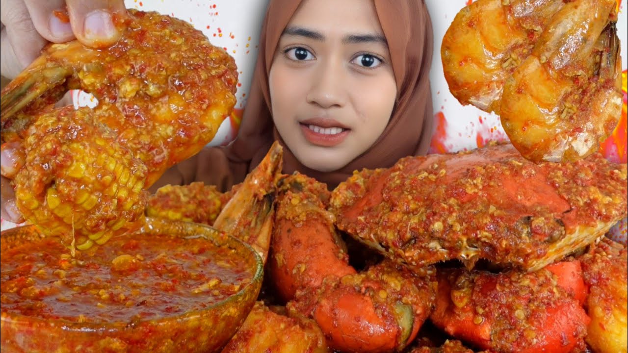 SAUSNYA MELIMPAH‼️🤤 KEPITING UDANG JUMBO SAUS PADANG | MUKBANG ASMR