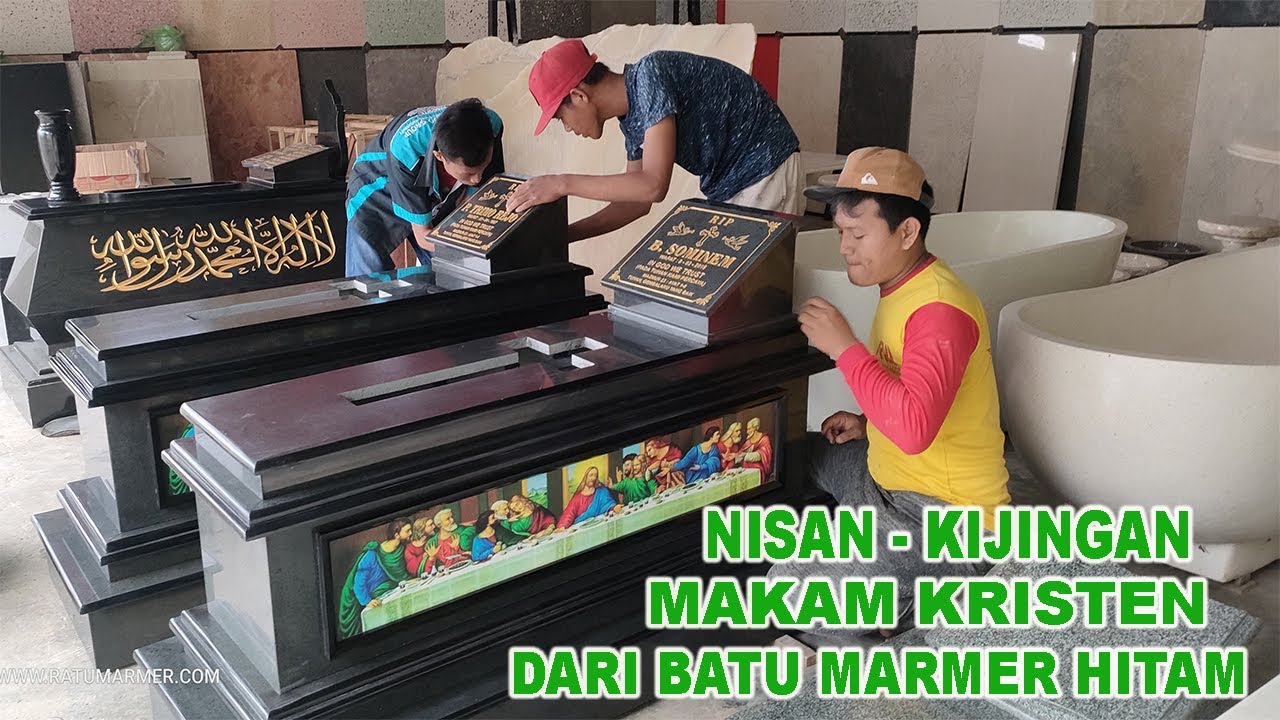 JUAL BATU NISAN KRISTEN , KIJINGAN , MAKAM KRISTEN DARI BATU MARMER HITAM