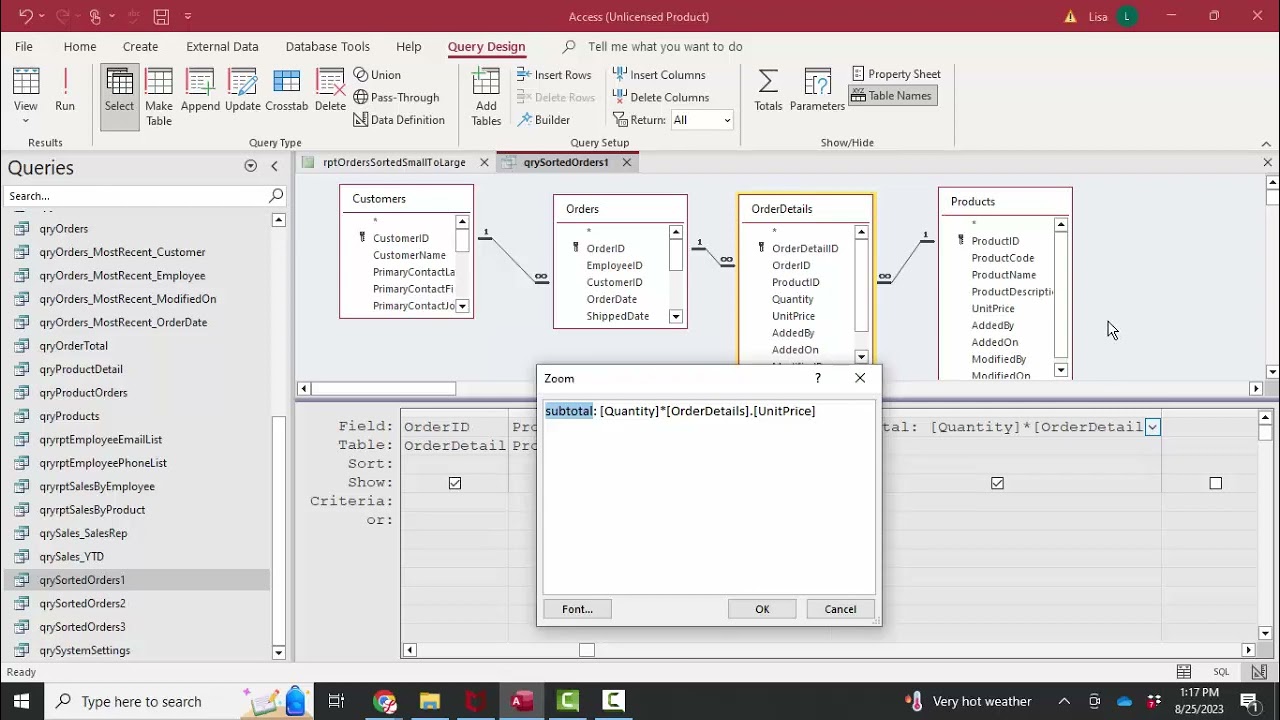 Sorting an Access report by subtotals