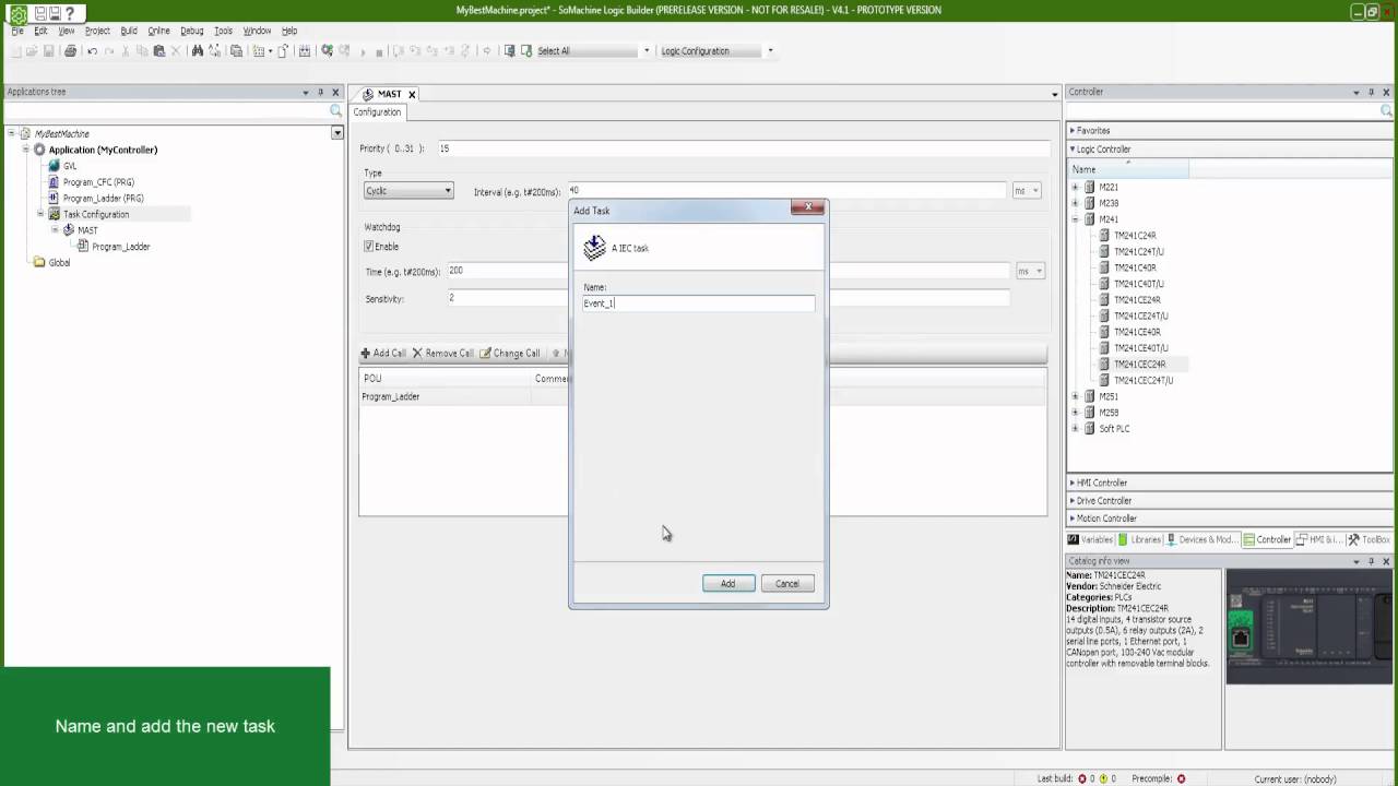 SoMachine V4.1 Конфигуратор задач на M241 (Task Configuration)