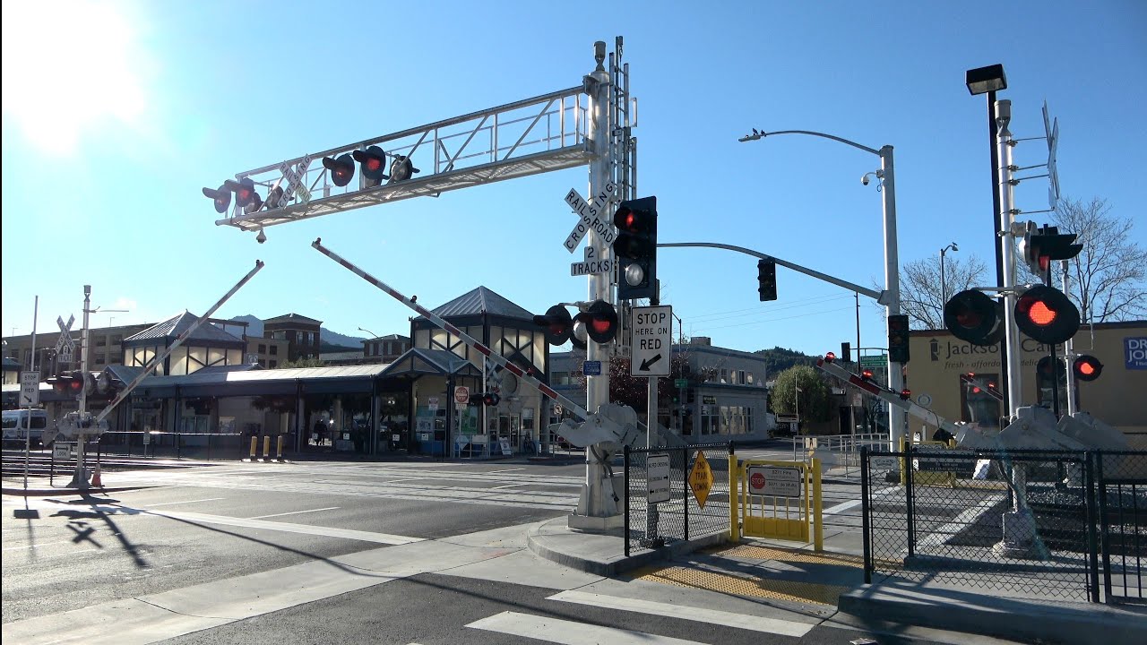 Railroad Crossings With Pedestrian Gates Compilation, USA Railroad Crossings