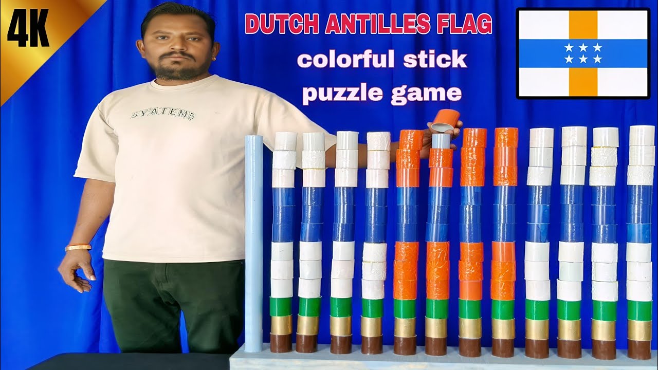 DUTCH ANTILLES Flag Colour Cylinders Matching Game Challenge videos | Top Islands