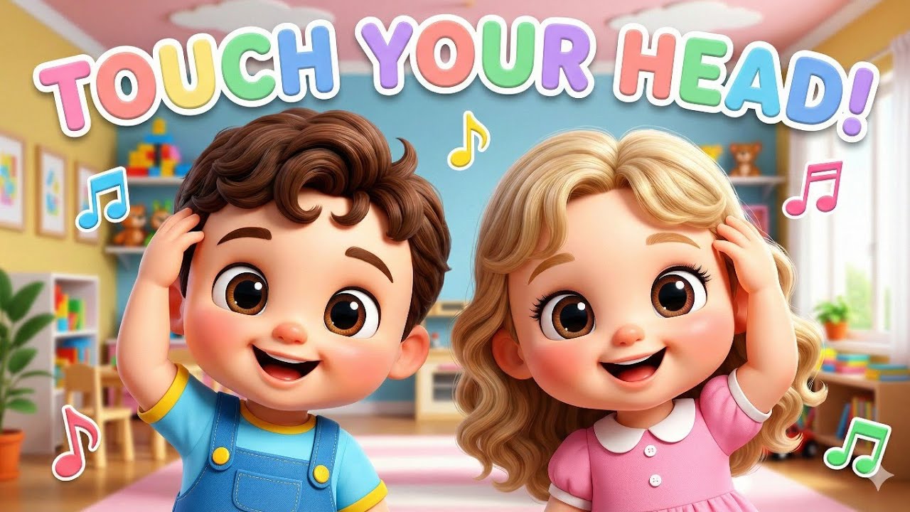 Touch Your Head Song 🤍 Fun Body Parts Song for Toddlers