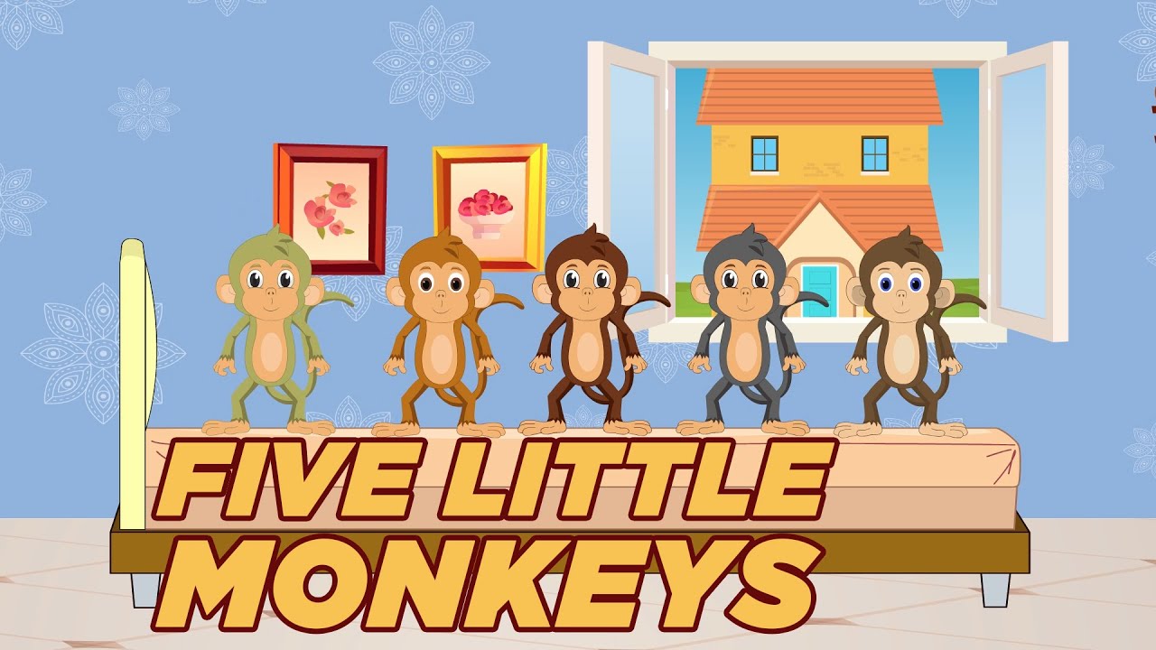 Five Little Monkeys Jumping on the Bed || English Nursery Rhyme for Children || FolkTales