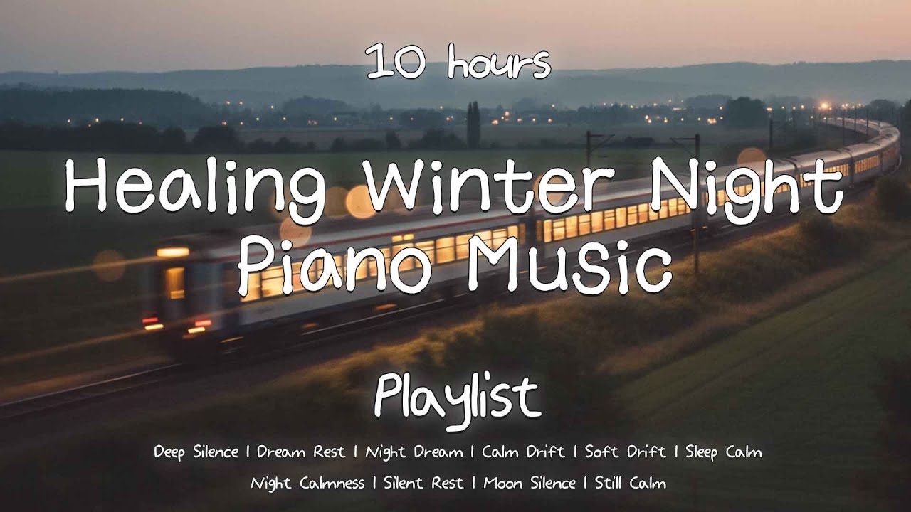 (No Mid-roll Ads❌) 10 Hours Cold Winter Night, Healing Piano 🎵 Stress Relief, Bedtime, Sleep Aid
