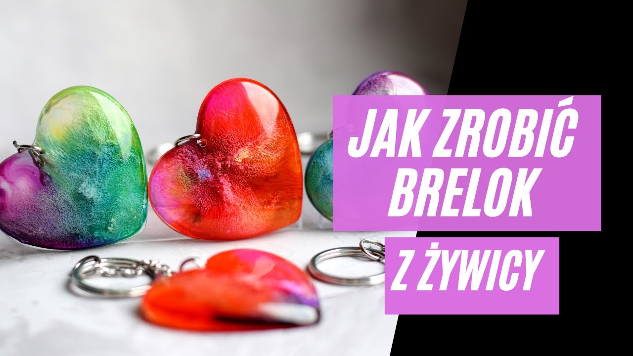 Jak zrobić brelok z żywicy? Zatopiony tusz alkoholowy // Kolorowe SERCA Tutorial DIY