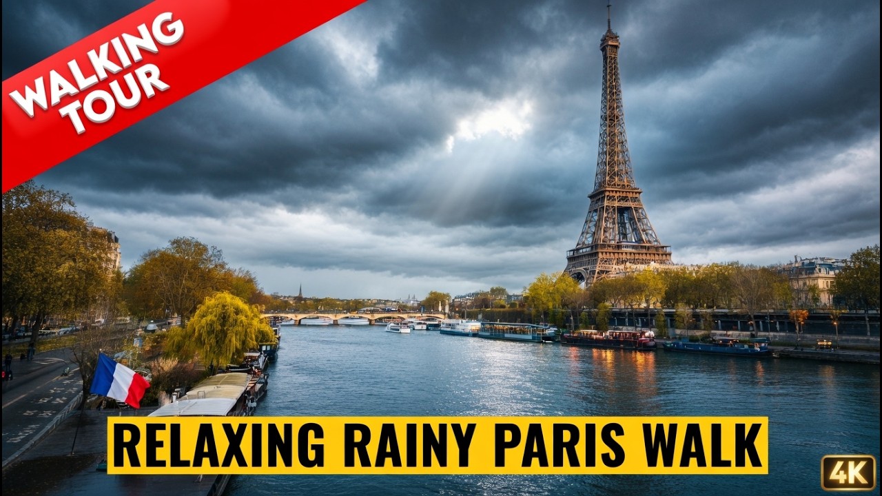 [4K] Rainy March Stroll in Paris – Radio France to Bir-Hakeim & Eiffel Glow