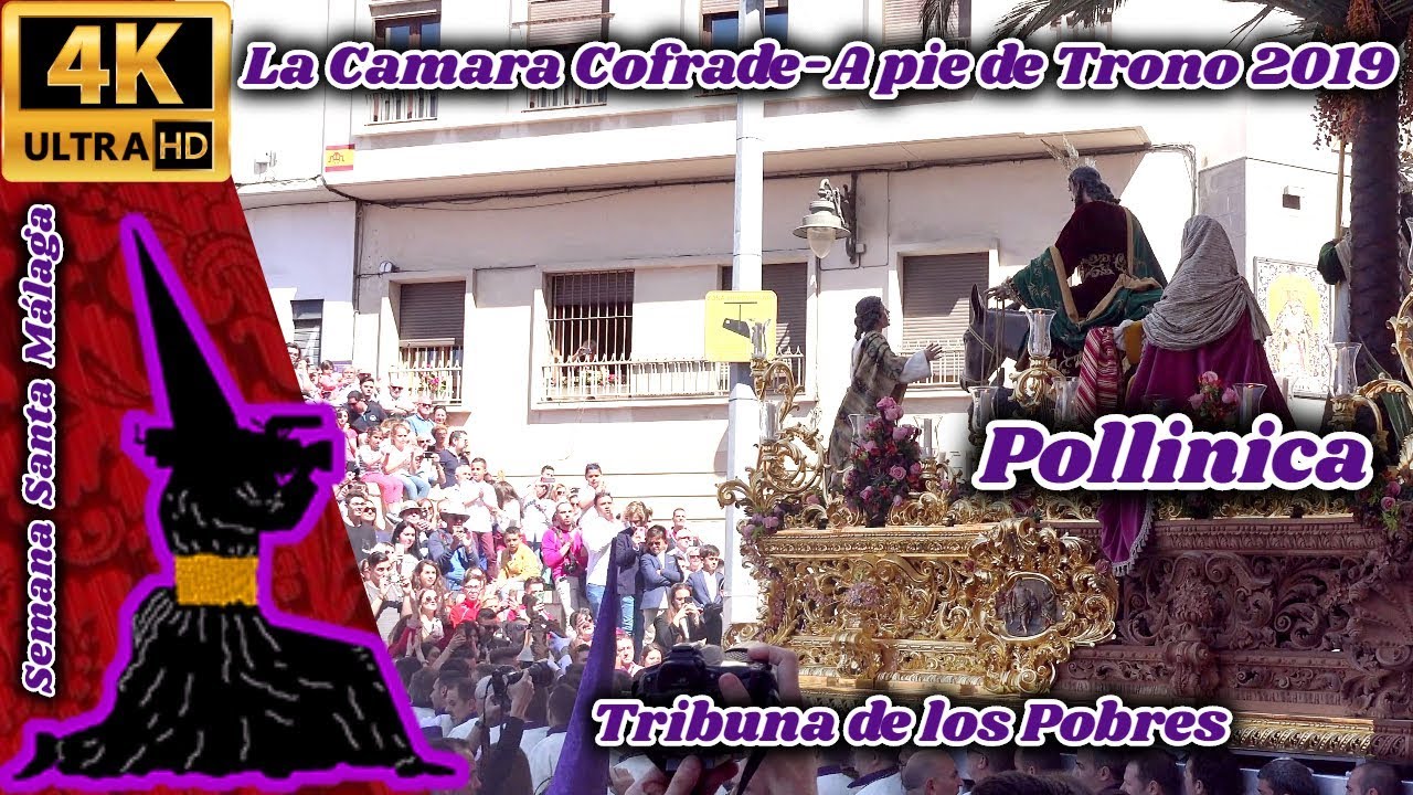 A PIE DE TRONO 2019: POLLINICA. TRIBUNA DE LOS POBRES. 4K. SEMANA SANTA MÁLAGA 2019