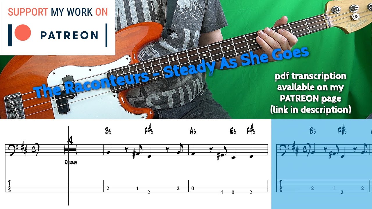The Raconteurs - Steady As She Goes (Bass cover with tabs)