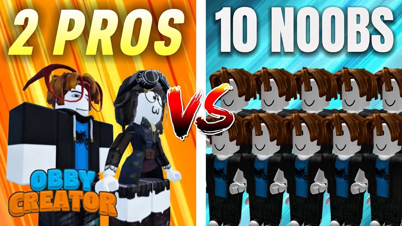 2 ПРОФИ против 10 НУБРОВ в Obby Creator