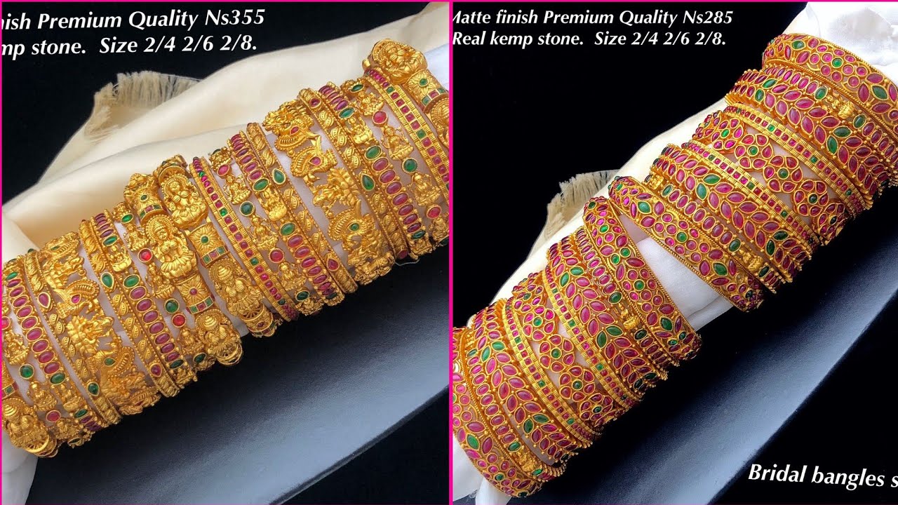 matte finish real kemp stone bangles / buy online latest trendz designer bangles / 9502099458