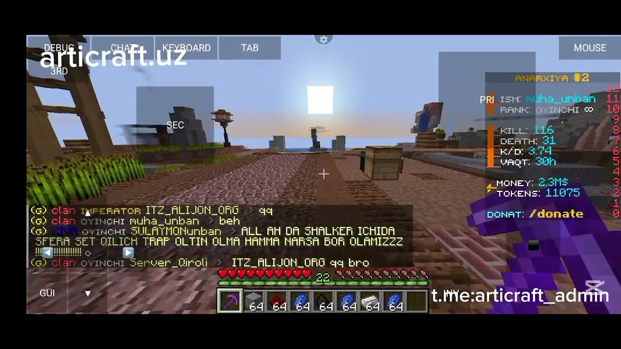 Articraft serverida tez pul topish 