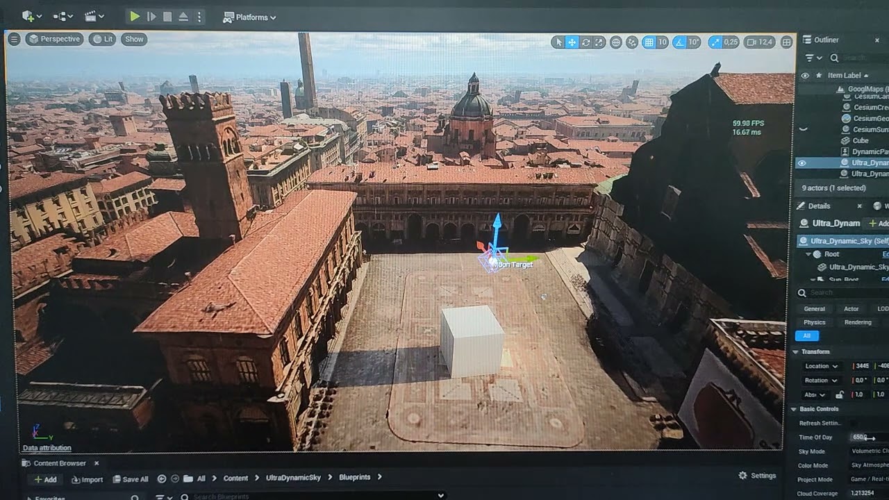 Ultra Dynamic Sky 7.7 and GOOGLE MAPS using Cesium to Unreal Engine 5.2