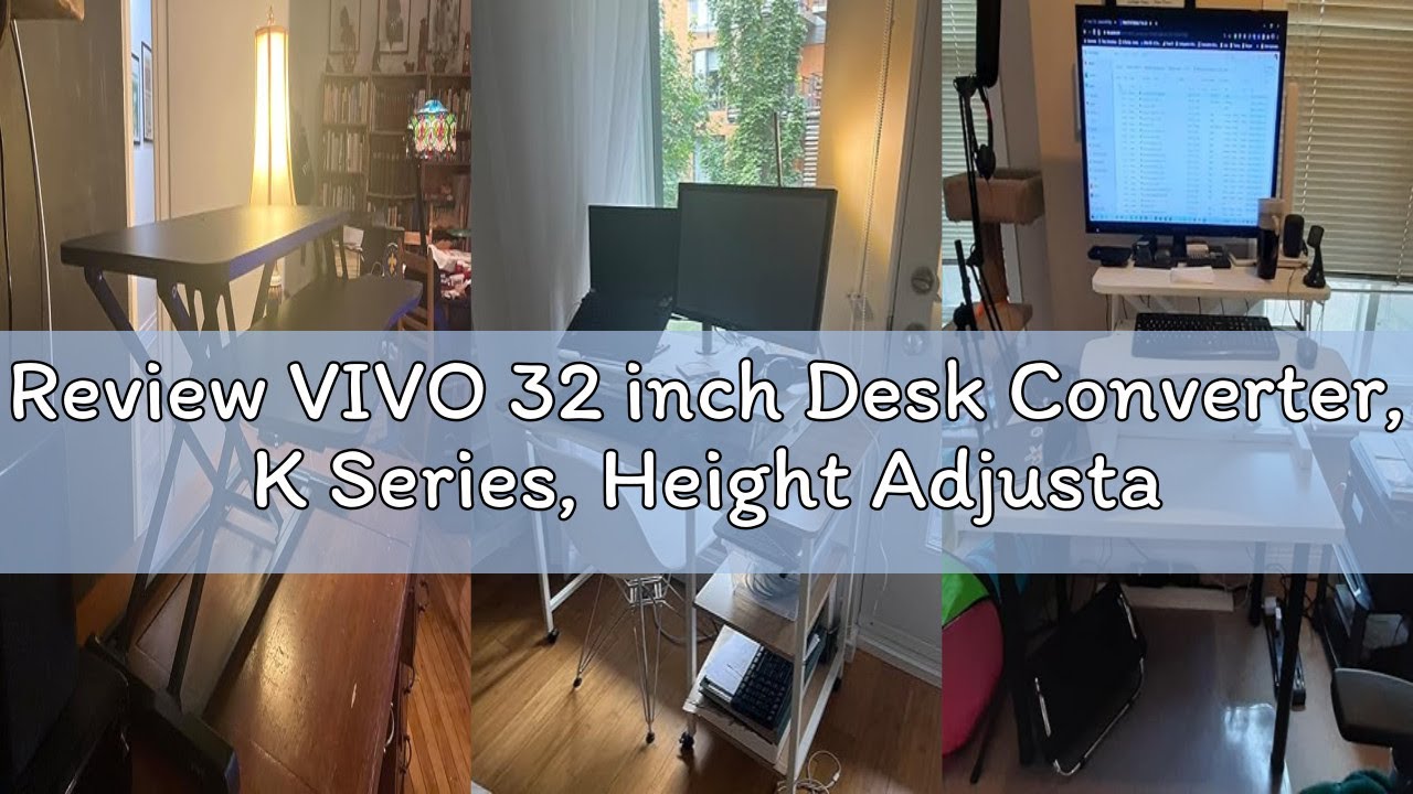 Review VIVO 32 inch Desk Converter, K Series, Height Adjustable Sit to Stand Riser, Dual Monitor and
