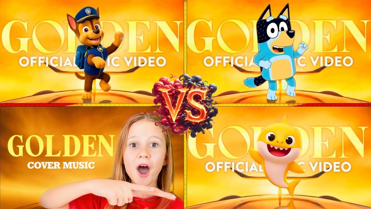 nastya🆚paw patrol🆚baby shark🆚bluey  Golden x msuic cower battle#6