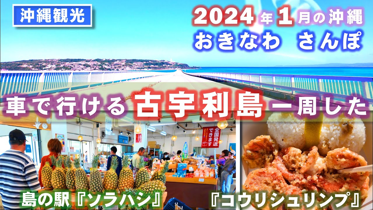 ◤沖縄観光◢ 2024年1月 車で行ける離島『古宇利島を1周した！』♯667  沖縄旅行 おきなわさんぽ