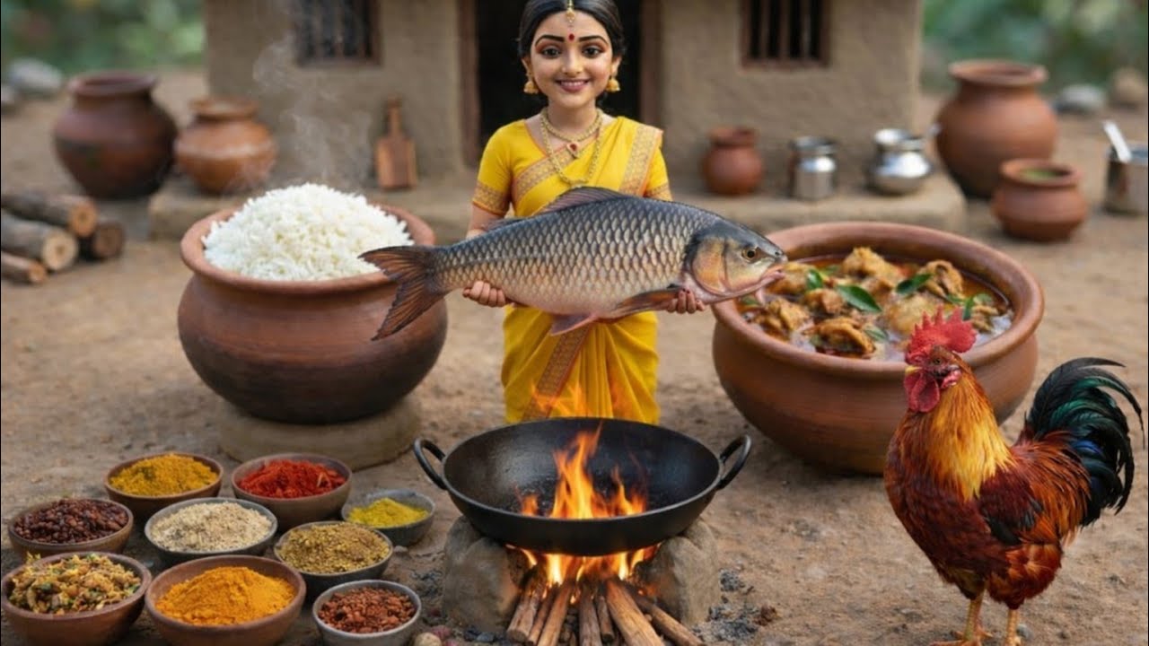 Village Style Big Rohu Fish Cooking | Desi Chulha Recipe 🔥🐟
