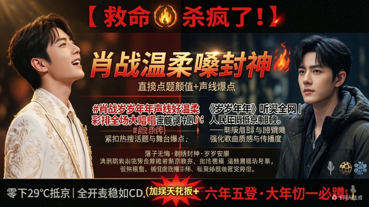 内娱天花板！肖战《岁岁年年》凭啥刷屏？网友：这声线是暖阳成精了吧！六年五赴约！肖战北京台春晚放大招，《岁岁年年》舞台细节藏不住的用心！#肖战