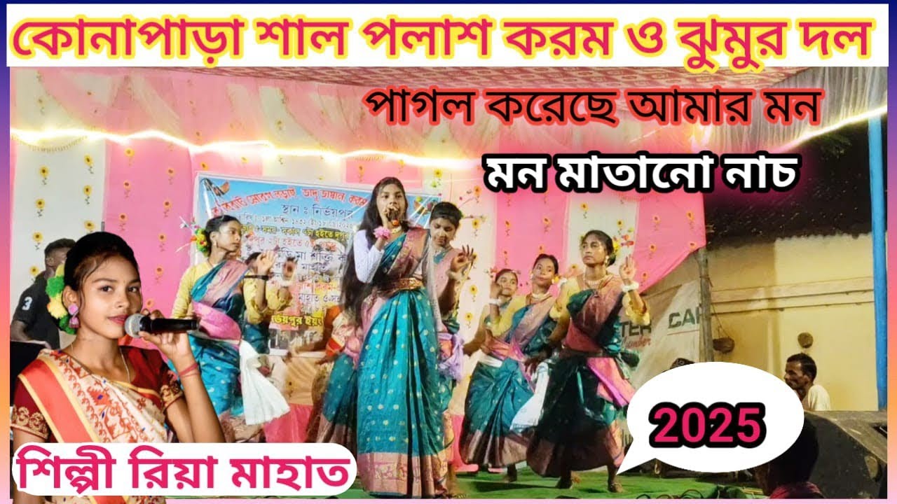 কোনাপাড়া শাল পলাশ করম ও ঝুমুর দল মন মাতানো নাচ পাগল করেছে আমার মন মন গো কষ্ট শিল্পী রিয়া মাহাত