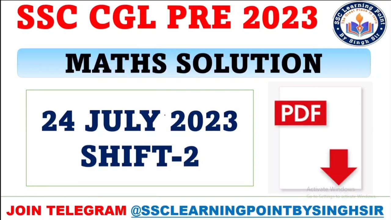 SSC CGL PRE 2023  || CGL (24 July 2023, 2nd Shift) Solved Paper by Singh Sir || CGL MATHS  SOLUTION