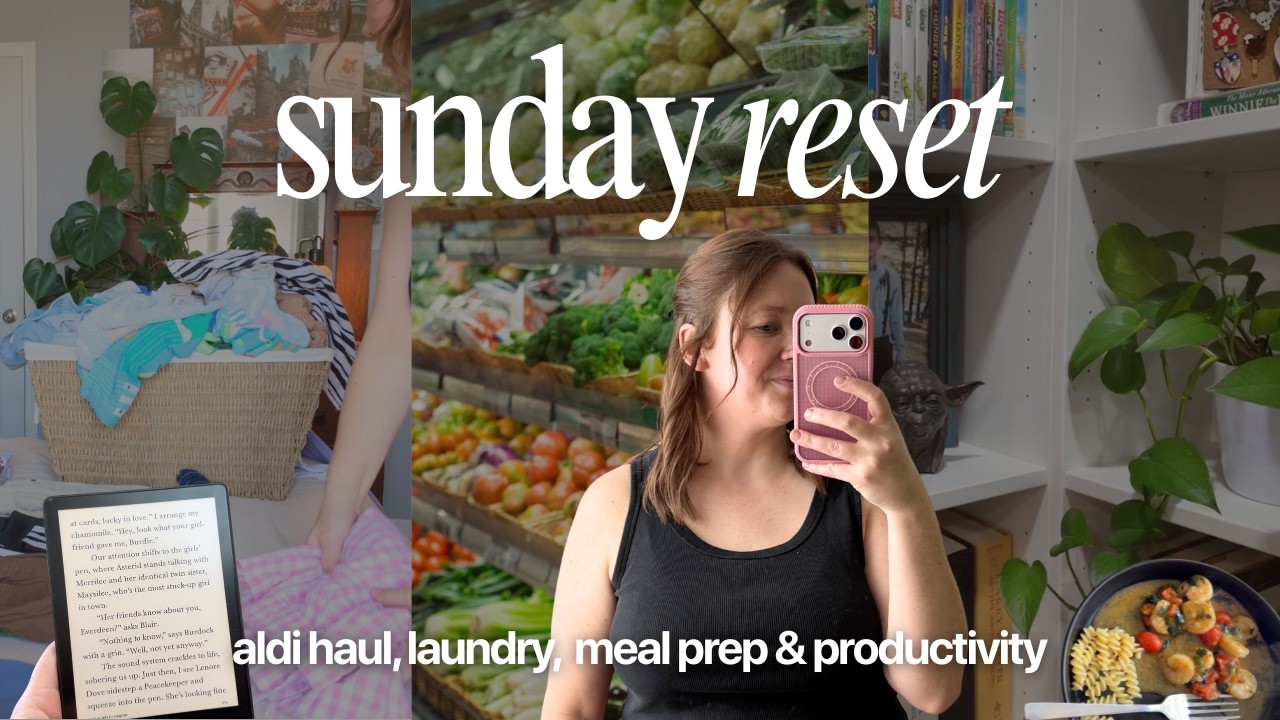 sunday reset before the work week | grocery haul, laundry & easy meal prep