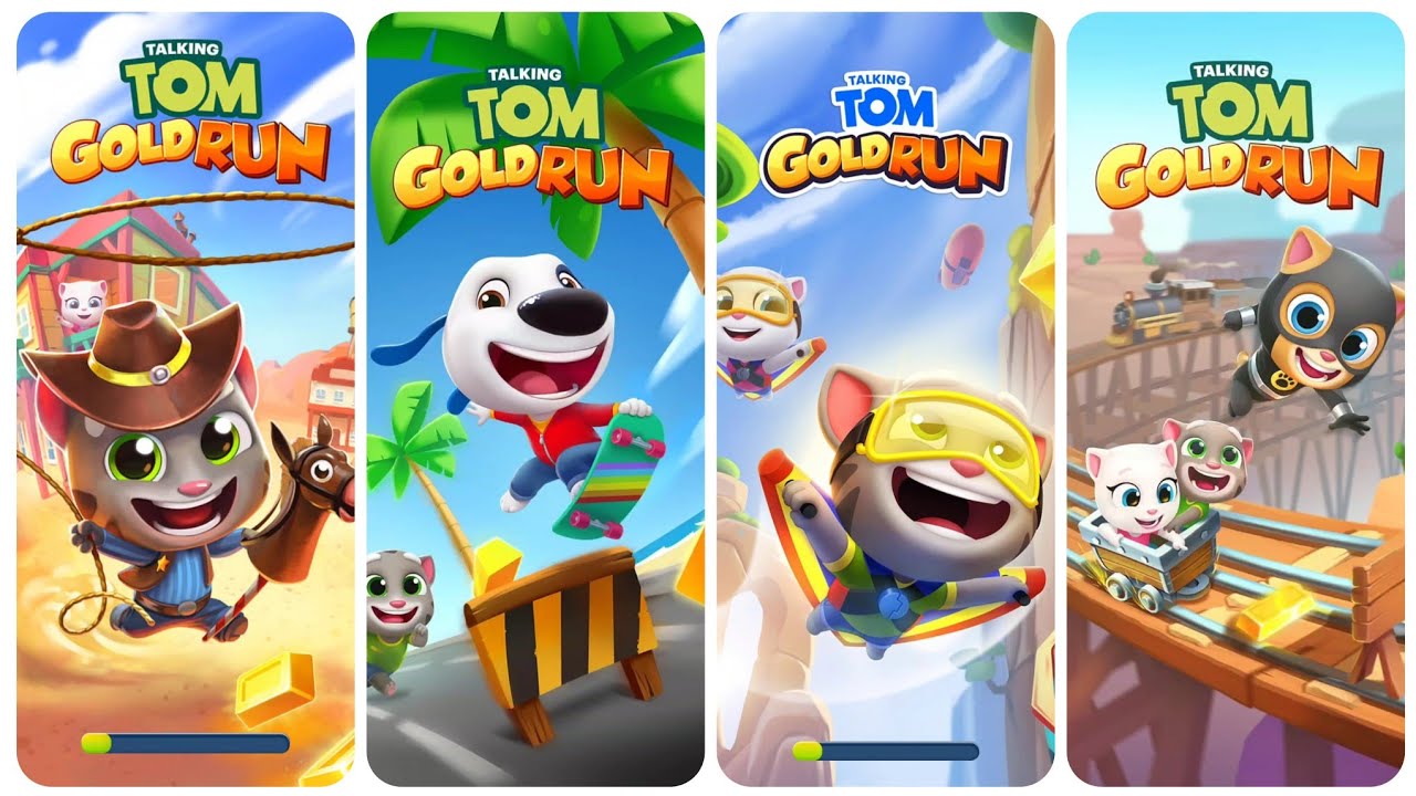 Talking Tom Gold Run Wild West Update vs Skate Update vs Flying Update vs Mining Cart Update
