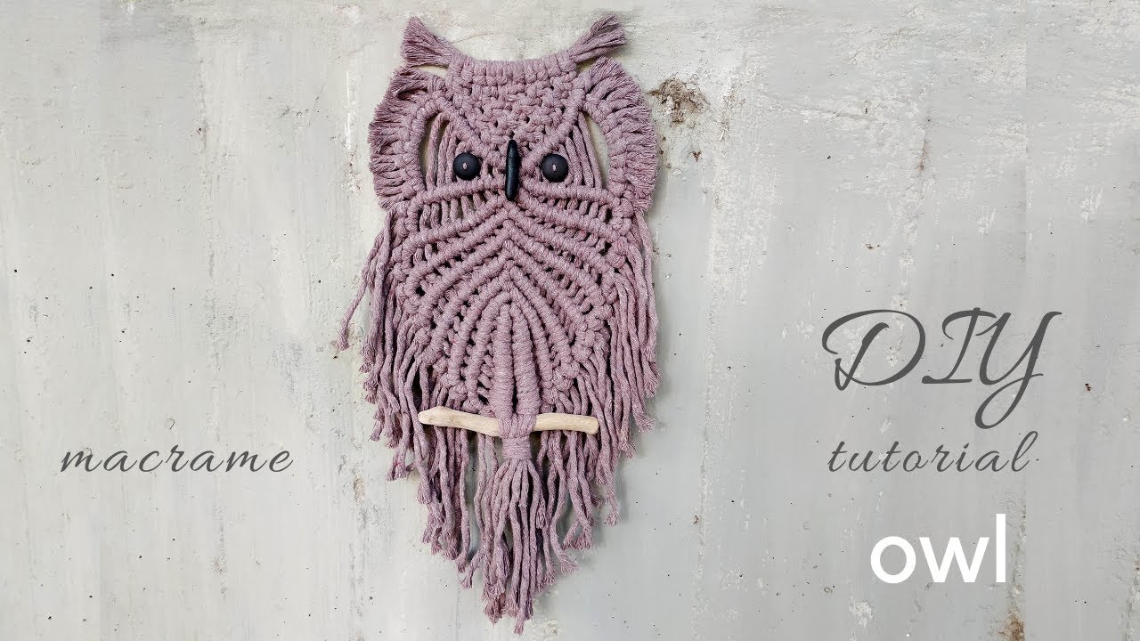 DIY macrame owl tutorial, step by step hibou wall hanging pattern, makramee eule, búho, mакраме сова