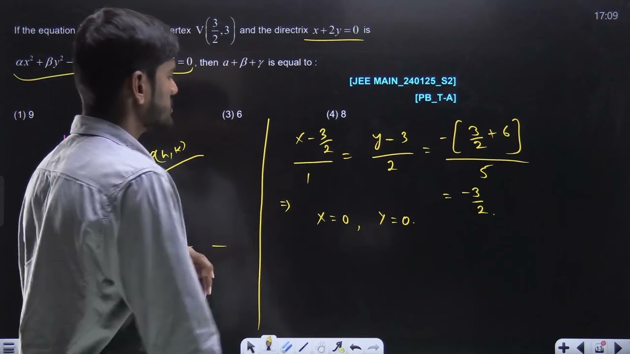 If the equation  of the parabola with vertex  24 JAN 2025 SHIFT-2 JEE MAIN PYQ