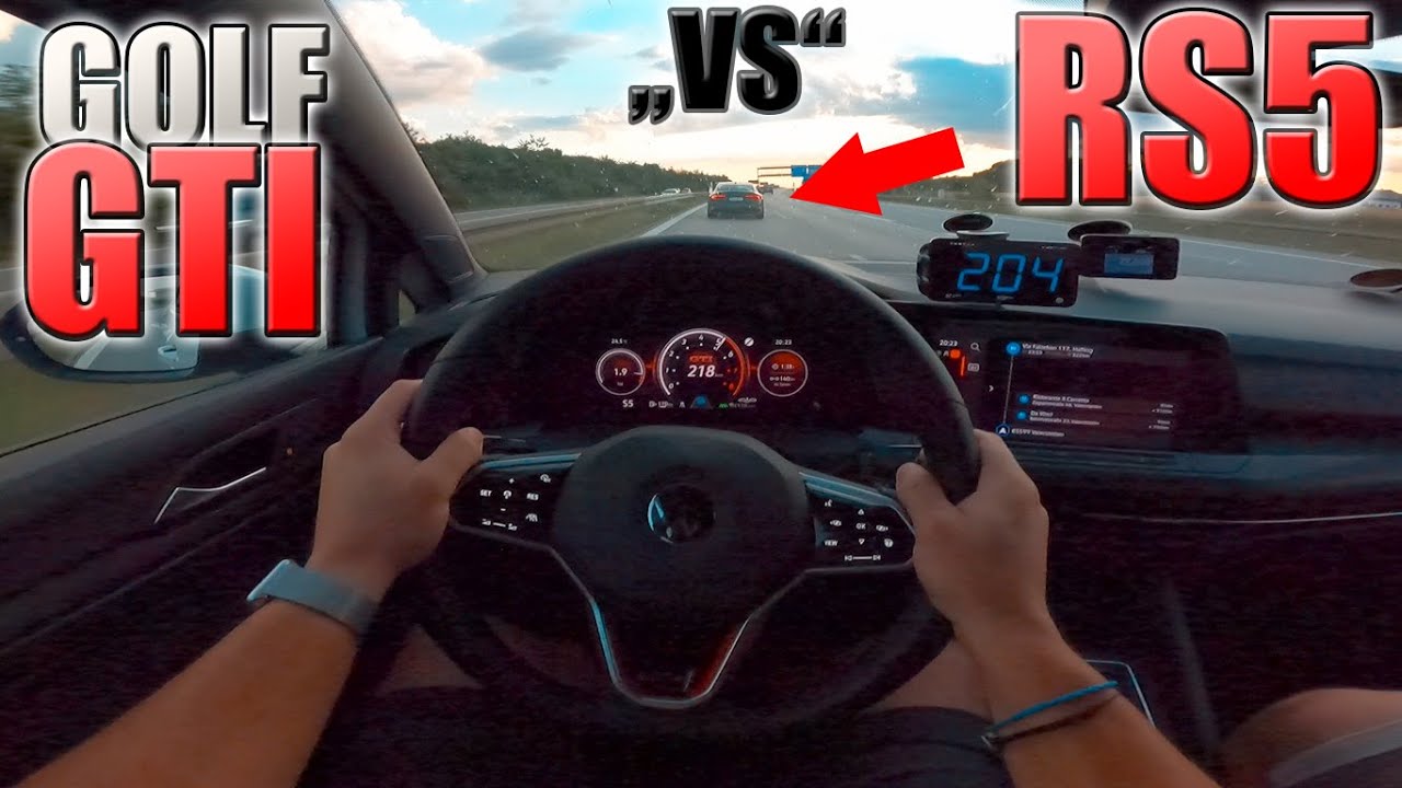Golf GTi chasing Audi RS5 on German Autobahn✔