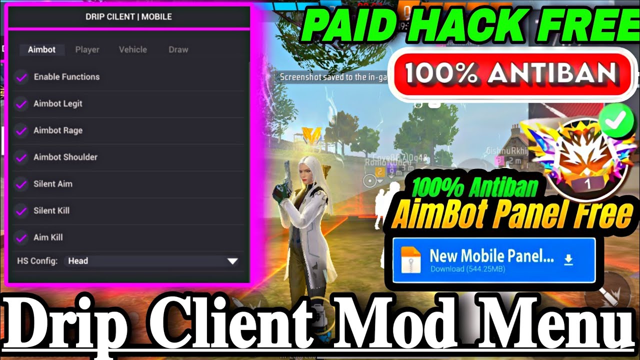 DRIP CLIENT PAID HACK FREE😍 | FF PAID MOD MENU FREE 🔥 NEW ANTIBAN HACK FF 100% SAFE | 