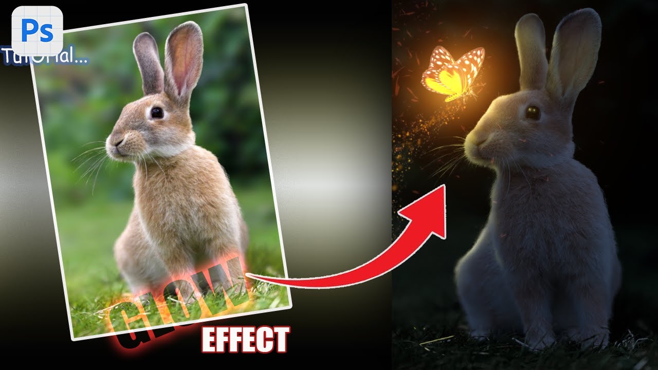 Glow Effect - Photoshop Tutorial - Photo Manipulation  -butterfly glow on squirrel  Tutorial