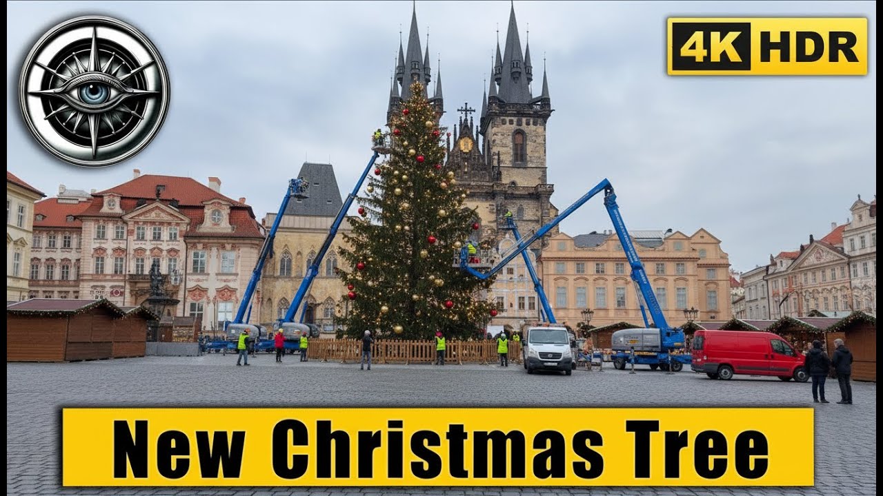 Prague Evening Walk to the New Christmas Tree | Old Town Square | 4K HDR