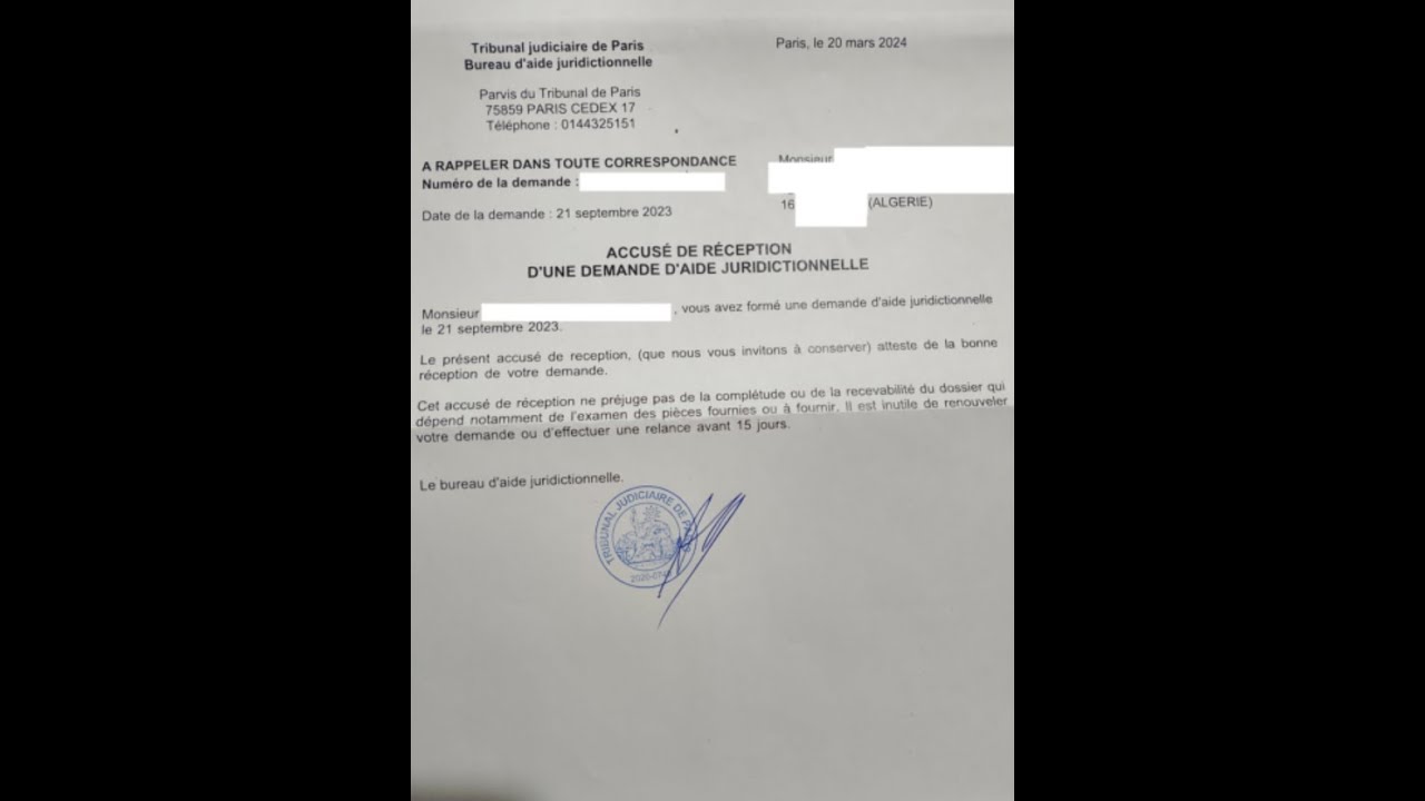 الموعد النهائي للحصول على المساعدة القانونية     Délai d'obtention aide juridictionnelle