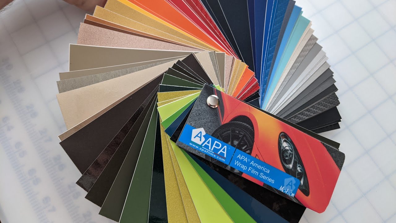 APA Premium cast vinyl swatch book going through colors.