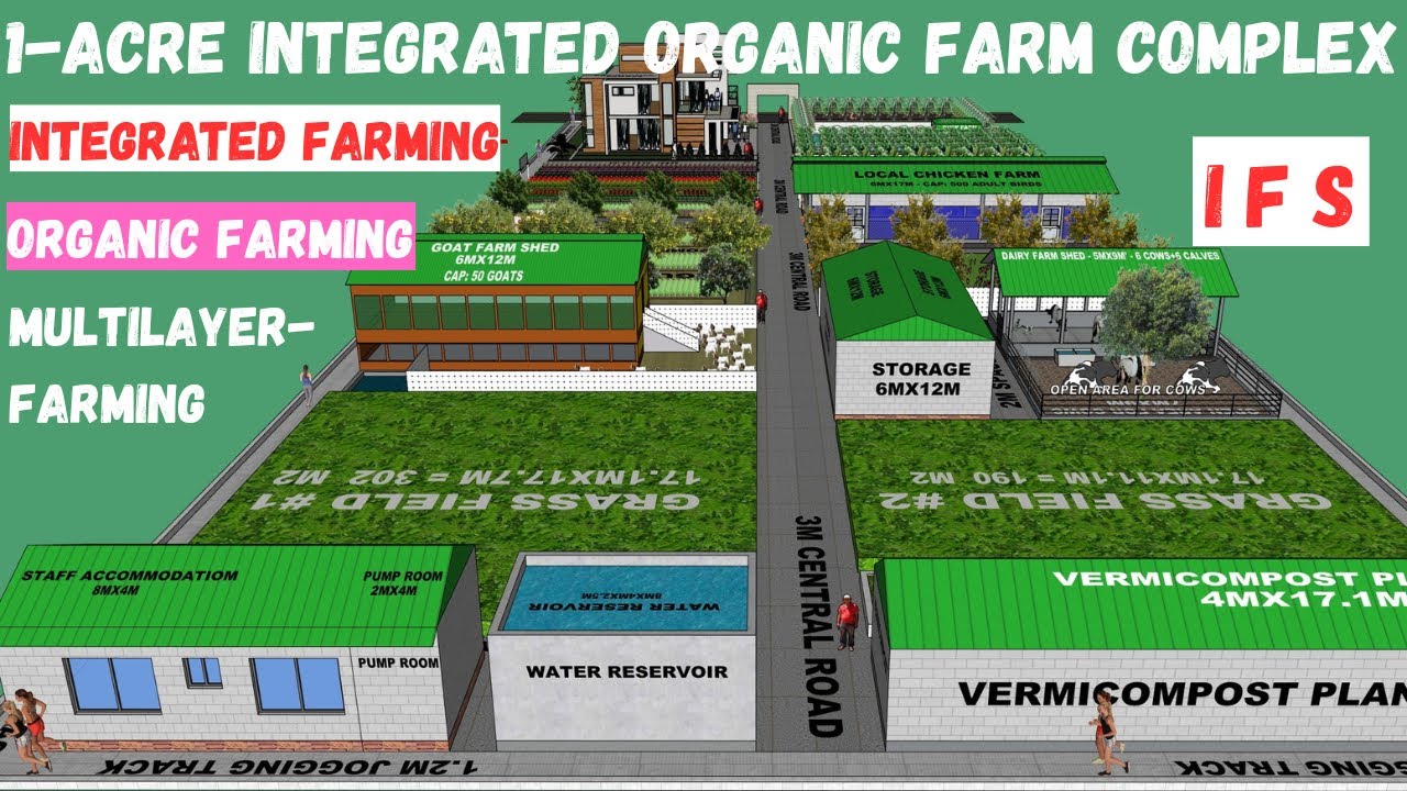 1 Acre Integrated Organic Farm Complex 3D model Animation #ifs #organicfarming #layoutplan #3dmodel