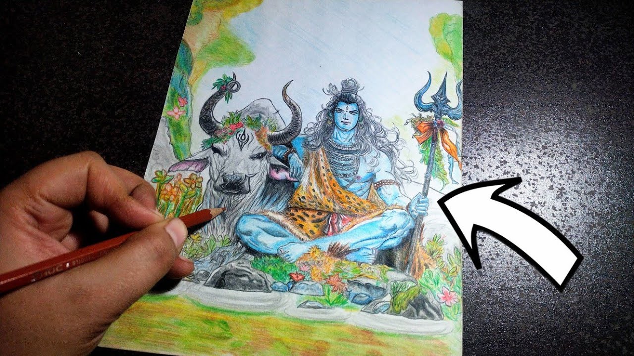 Amazing Lord Shiva Drawing with Nandi ❤️📿 | Satisfying Art | Maha Shivratri Special