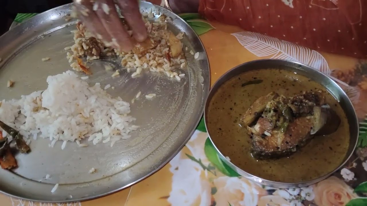 Tomato salad, Soyabean curry,Fish curry with rice🤤 Like and Subscribe #asmr 