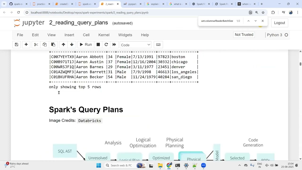 What is columnarReaderBatchSize in SPARK