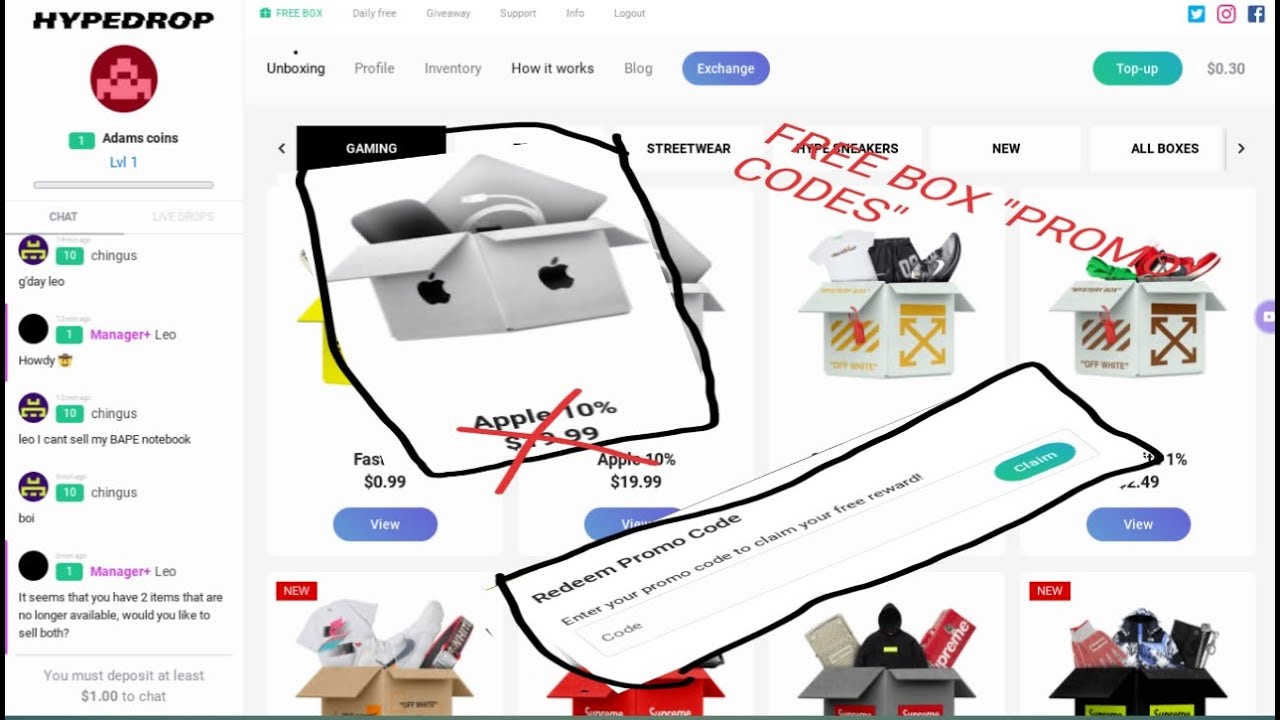 hypedrop Free Box 