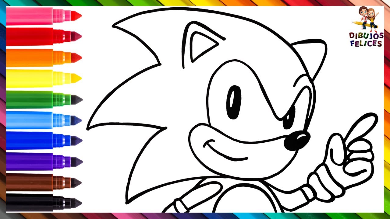Dibuja y Colorea A SONIC ☄️🦔💙🌈 Dibujos Para Ni&ntilde;os