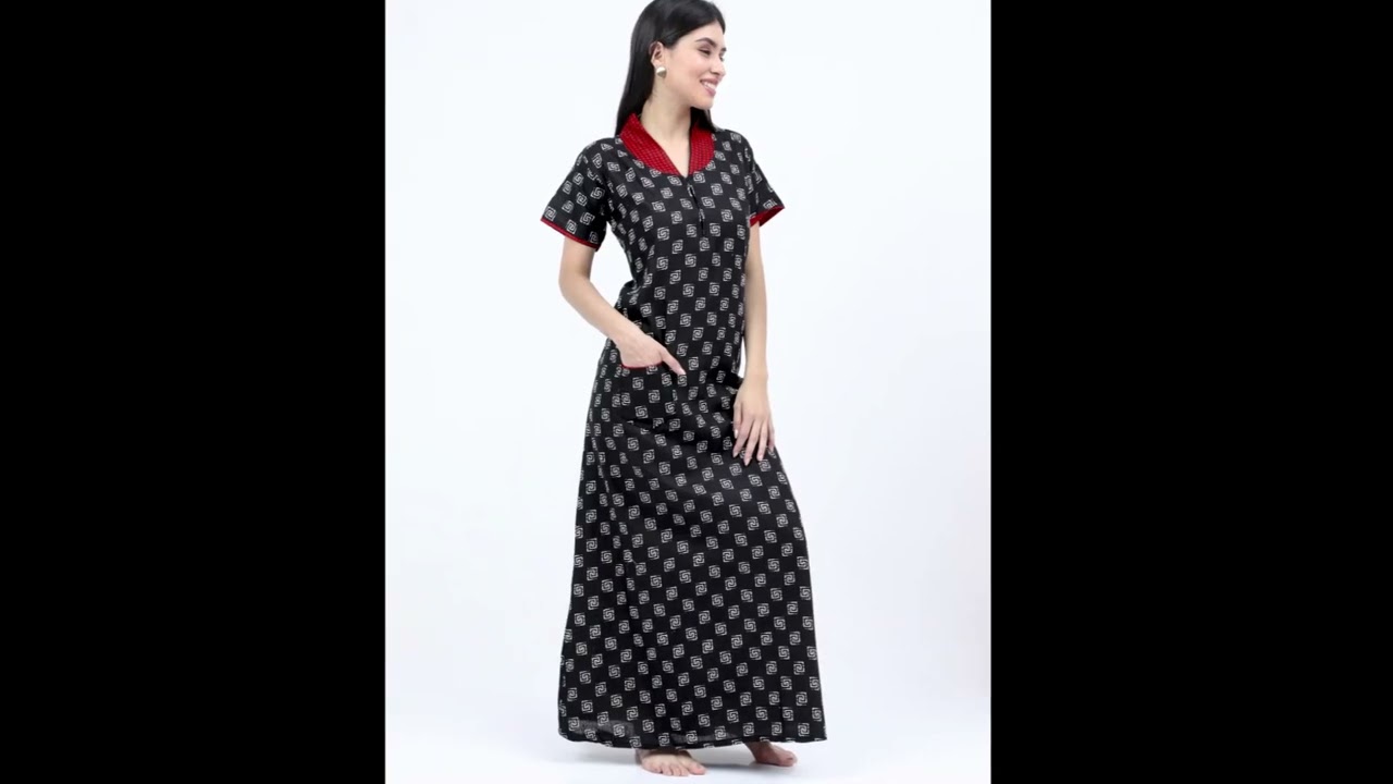 RnP gorgeous black nighty- pure cotton