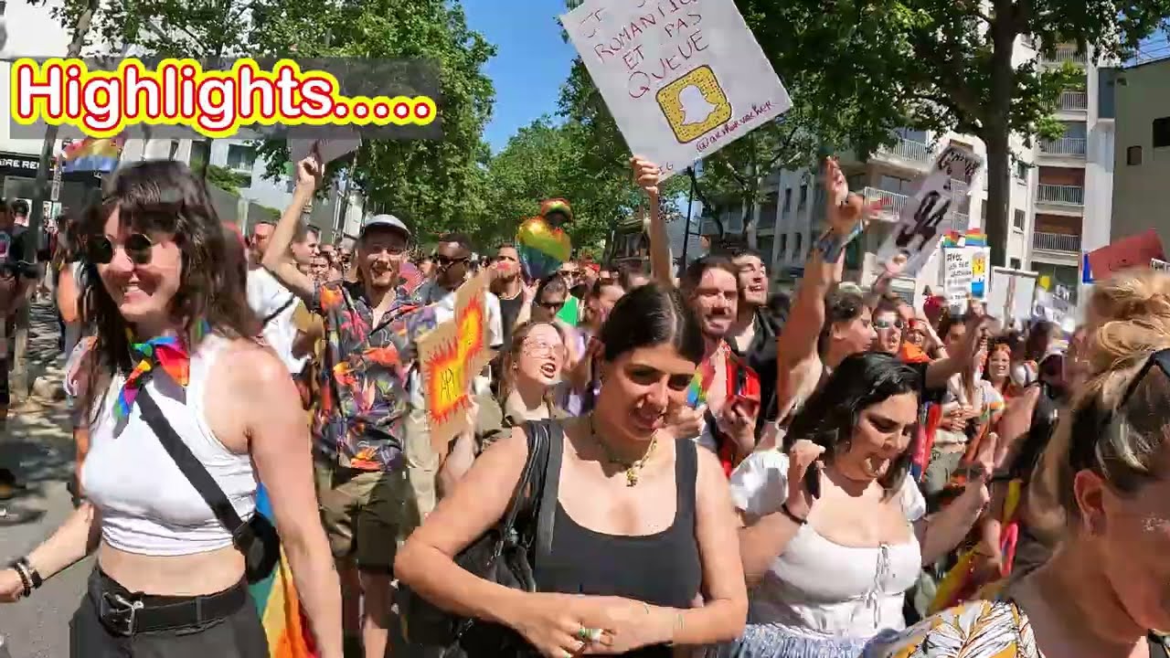 Lesbians in Paris. Gay pride parade in Paris (France). French way of celebrating pride