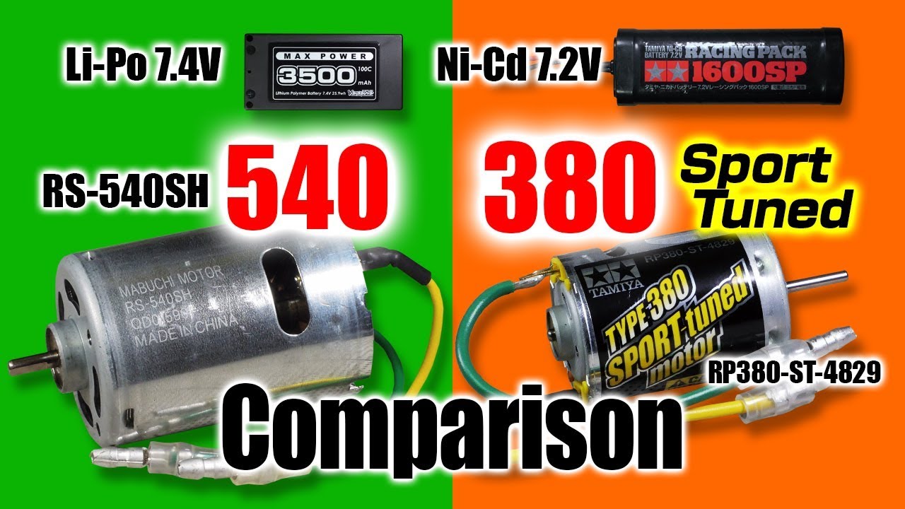 (2/2) 380 Sport Tuned vs 540 TAMIYA Brushed Motor COMPARISON by TT-02B, Li-Po & Ni-Cd, VFS-FR2