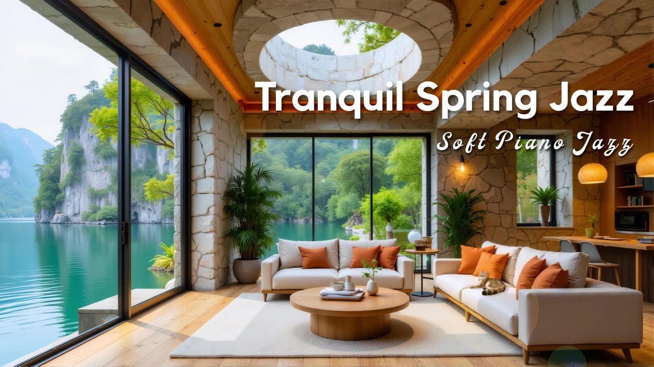 Tranquil Spring Jazz  - Soft Piano Jazz by the River for Stress Relief & Study