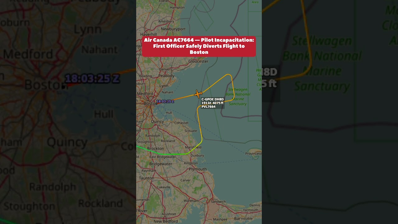 😱 Pilot Suffers Seizure Mid-Flight ✈️ Air Canada AC7664 Diverts to Boston 🚨 Passengers Step In