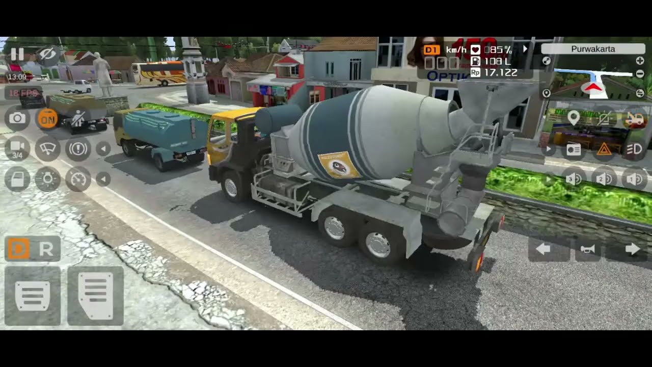 Waw asik main truk molen Proyek pengecoran jalan truk molen bawa beton 